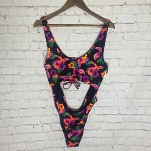 Nwt Victoria Secret Pink Tropical Open Belly One Piece size XL